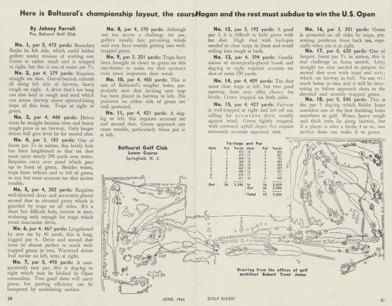 Here is Baltusrol's championship layout, the course Hogan and the rest must subdue to win the U.S. Open