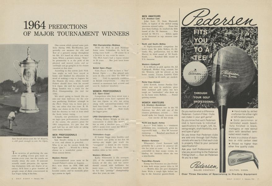 1964 PREDICTIONS OF MAJOR TOURNAMENT WINNERS