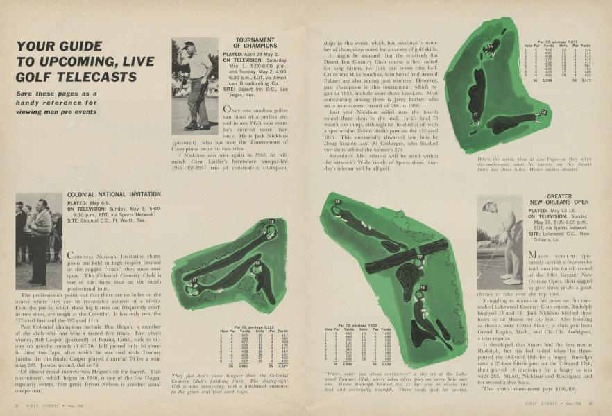 YOUR GUIDE TO UPCOMING, LIVE GOLF TELECASTS