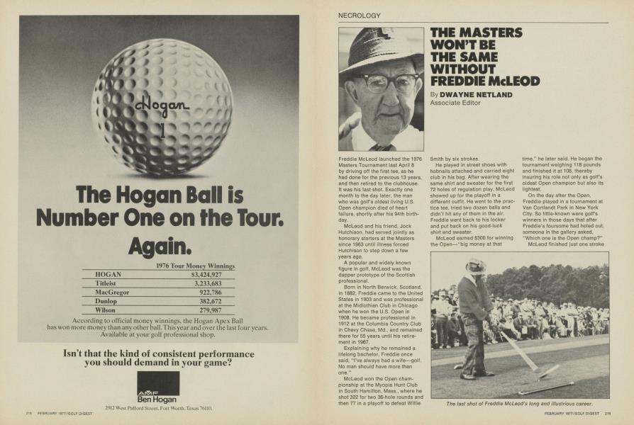 THE MASTERS WON’T BE THE SAME WITHOUT FREDDIE McLEOD