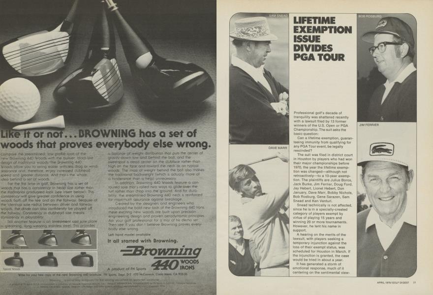 LIFETIME EXEMPTION ISSUE DIVIDES PGA TOUR