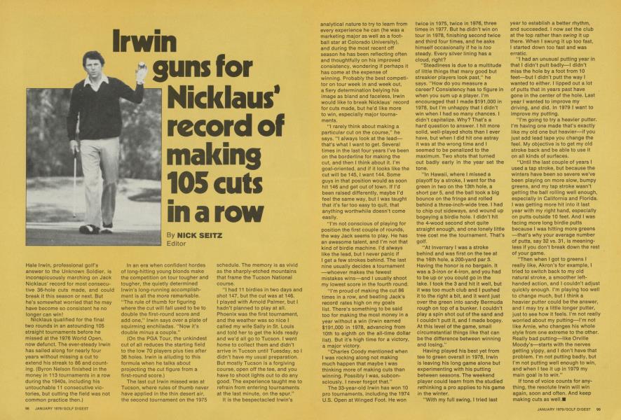 Irwin guns for Nicklaus' record of making 105 cuts in a row
