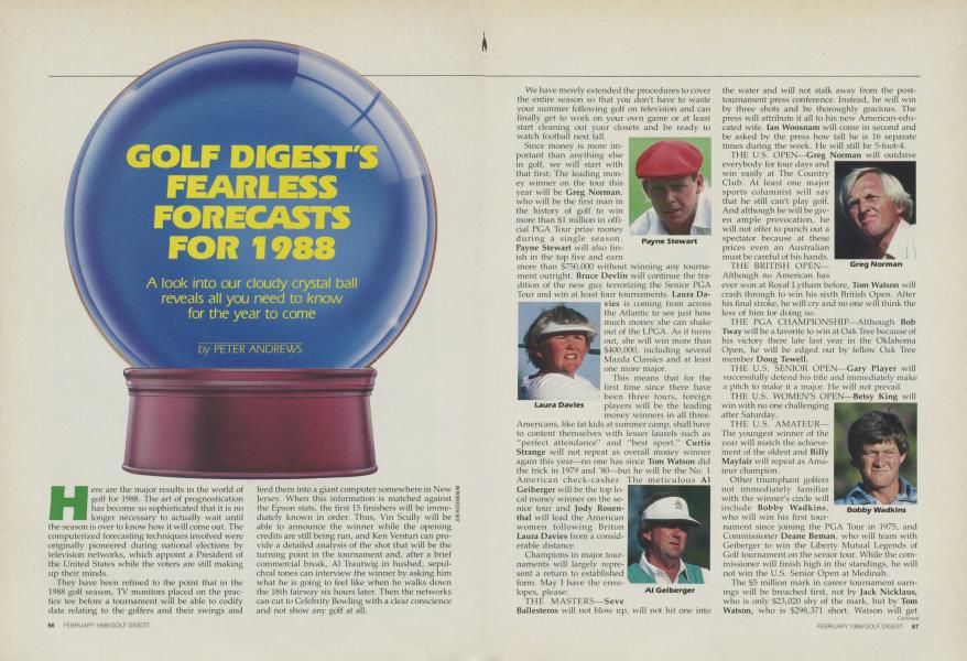GOLF DIGEST'S FEARLESS FORECASTS FOR 1988