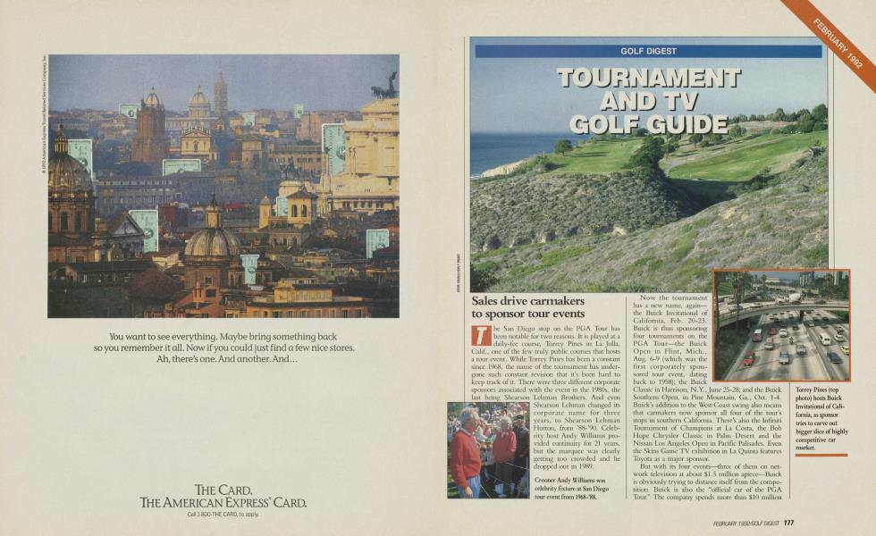 TOURNAMENT AND TV GOLF GUIDE