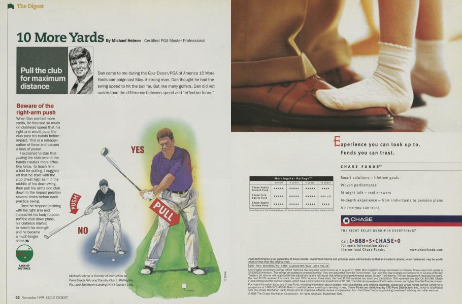 Pull the club for maximum distance