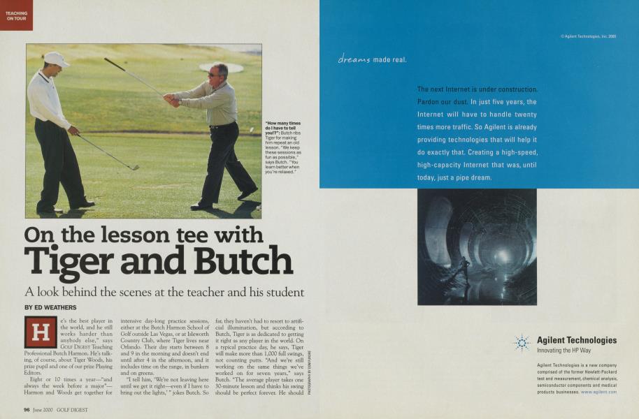 On the lesson tee with Tiger and Butch