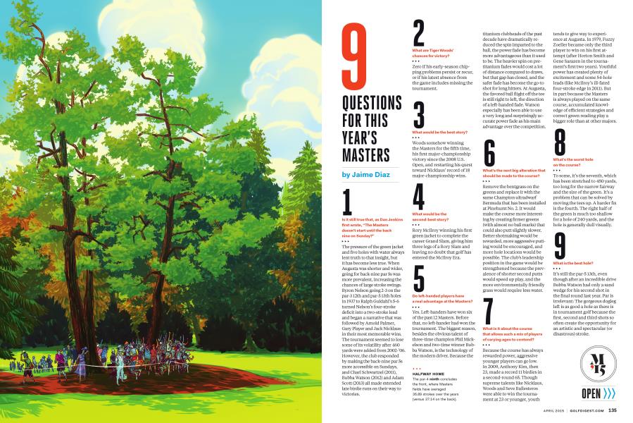 9 QUESTIONS FOR THIS YEAR'S MASTERS