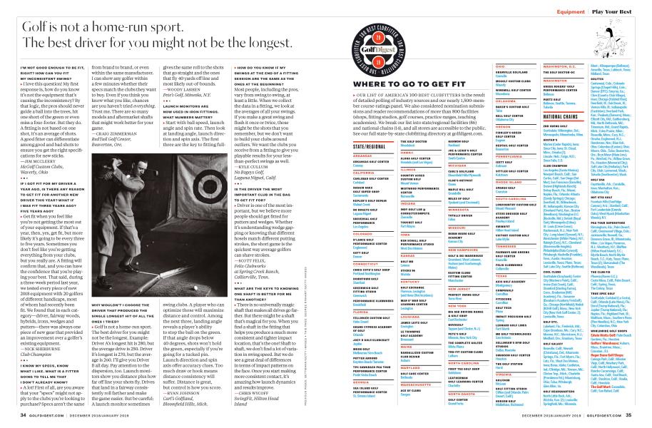 100 BEST CLUBFITTERS Golf Digest 2019